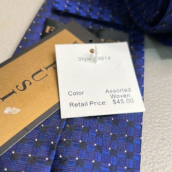 F/X Fusion Blue print silk tie New with tags - Picture 7 of 7